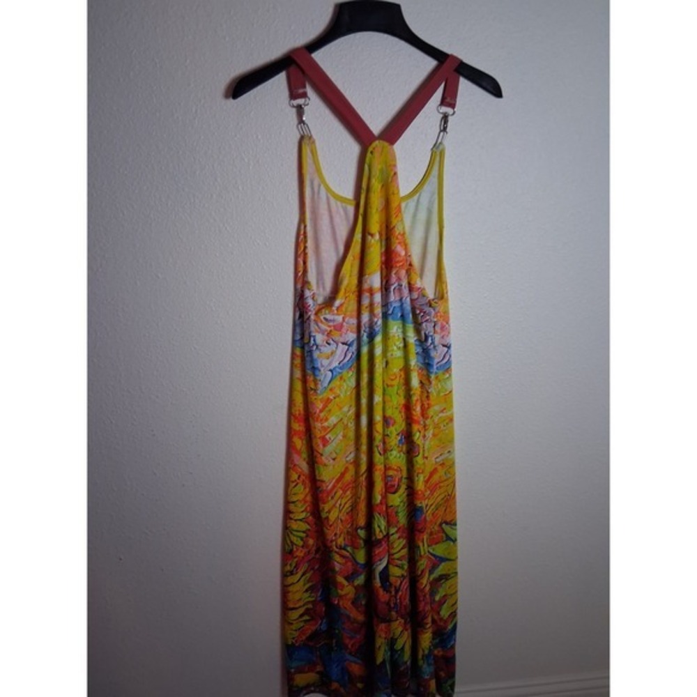 Artistic Impressionist Floral Jumpsuit Racerback Multicolor Sunflowers XL - Picture 5 of 7